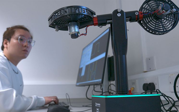 Student using equipment in the Control Lab