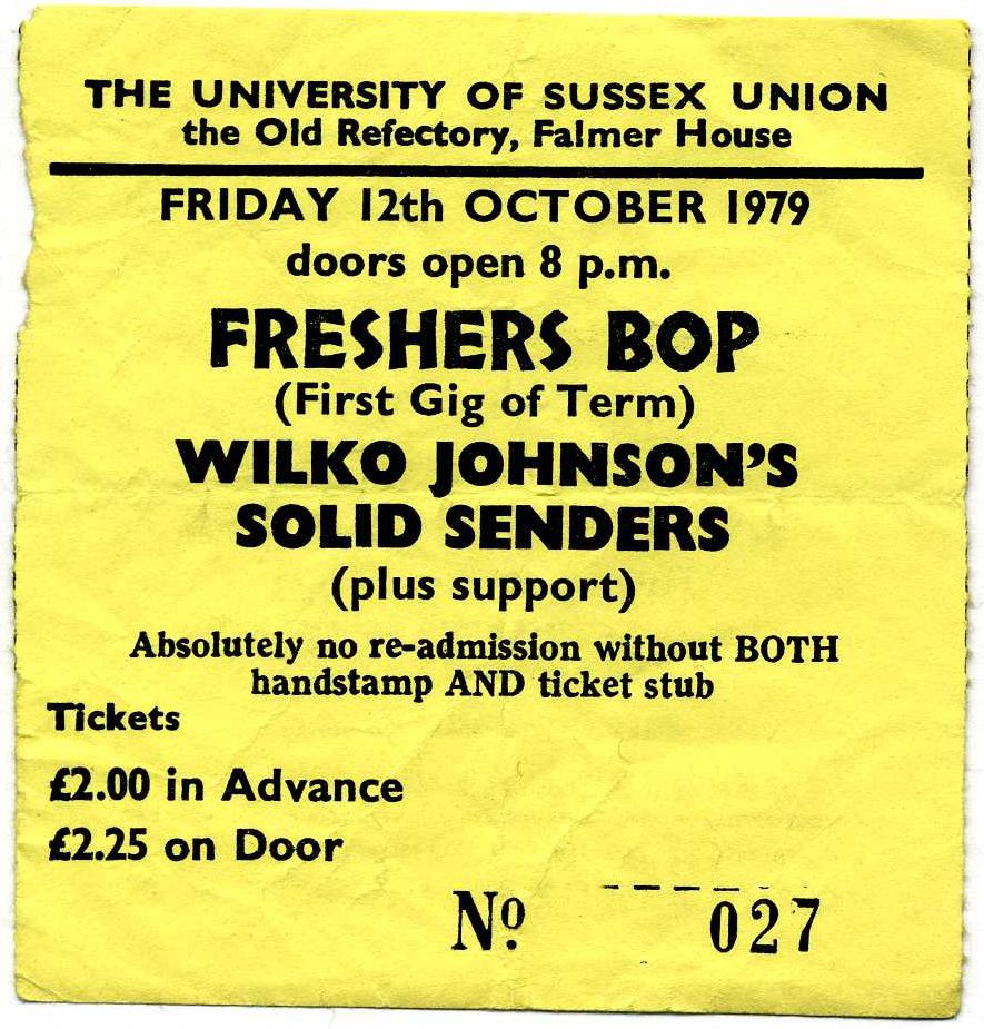 Wilko Johnson ticket stub, the Old Refectory, 1979