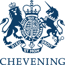 Chevening blue logo on white background