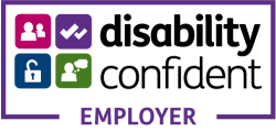 Badge showing Disability Confident Employer logo