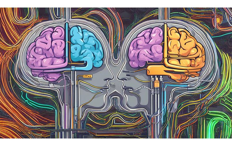 Two brains with pathways