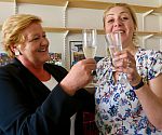 First supervisor, Professor Louise Morley, toasts Tanja's success