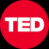 TED logo.  White writing on red circle and black background