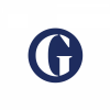 White upper case letter G on dark blue background.