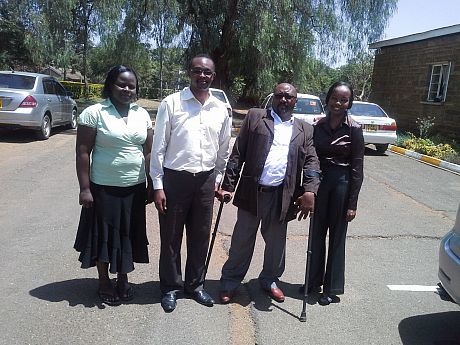 Dr Mbugua with the three Kenyan researchers