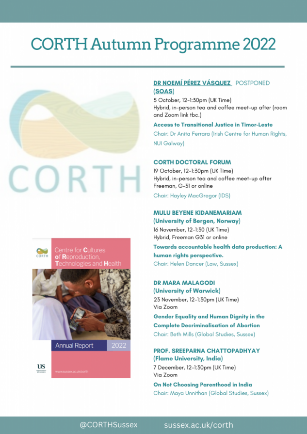 poster detailing corth's autumn programme for 2022
