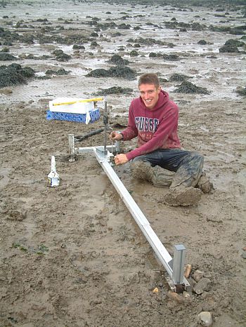 Richard on beach with meter