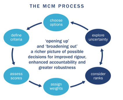 Diagram of the steps in the cyclic process for the Multi-Criteria Mapping method