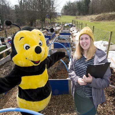 Beth at Thompson road allotment in Brighton to survey pollinating insects visiting flowering crops, to determine whether there are sufficient insects to provide adequate pollination to crops grown in urban and peri-urban areas. 