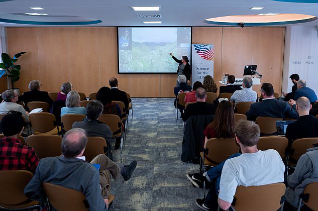 SSRP Fellow and Life Sciences researchers Prof Fiona Mathews speaking at our SSRP Day launch event about her project on forest vanilla production during SSRP Week