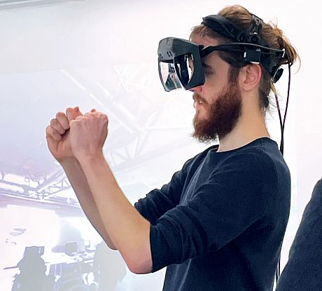 A person wearing a VR headset