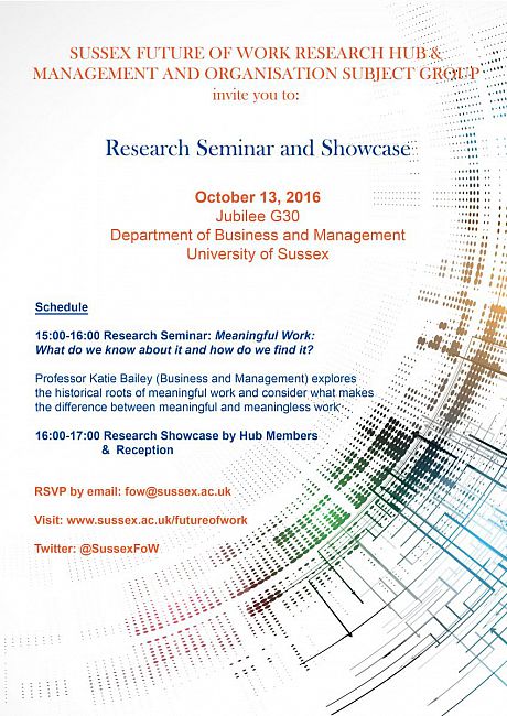 Future of Work - Katie Bailey seminar 13 Oct poster