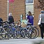 A regular mode of transport for students parked outside the accommodation buildings