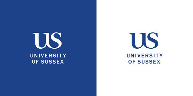 University of Sussex logos in opposing colourways
