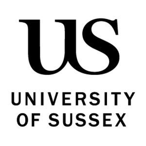 The University of Sussex logo, black and white colourway