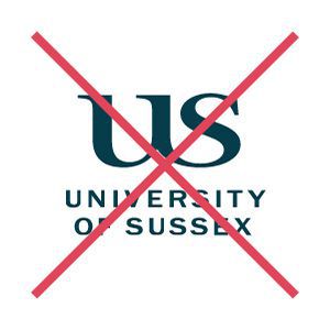 How not to use the University of Sussex logo, showing it stretched