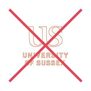 How not to use the University of Sussex logo, showing it outlined