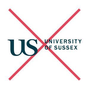 How not to use the University of Sussex logo, showing it spaced differently