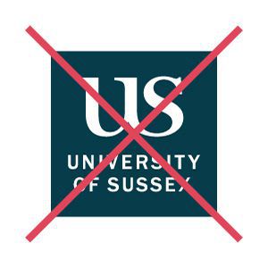 How not to use the University of Sussex logo, showing it boxed