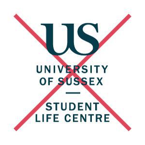 How not to use the University of Sussex logo, showing it with another name next to it