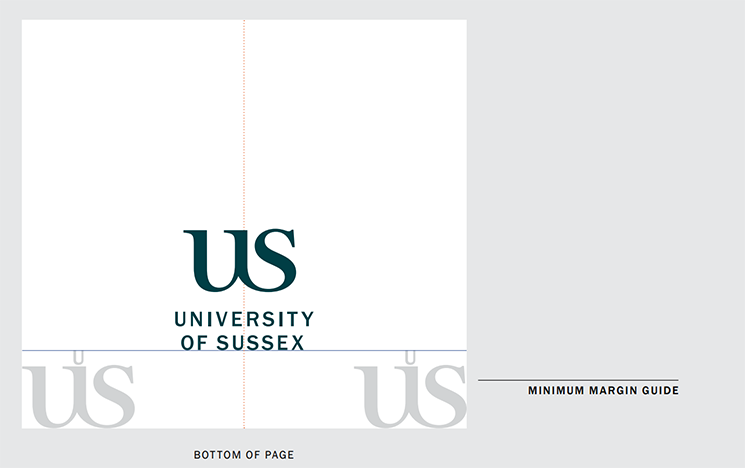 Diagram showing how far to place the logo from the bottom of a page, using spacer text for guidance