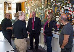 L-R: Spyros Sofos, Dr Hilary Kalmbach, Professor Michael Davies, Kristina Robertsson (CMES Director of Studies and International Engagement), and Professor Umut Özkirimli (Professor leading the Nation and State project)  Supported by the International Partnerships and Networks Fund, the partnership has been in the making since late 2015, and is the