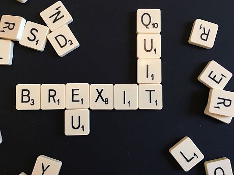 The words "Quit", "EU" and "Brexit" are spelled out in scrabble letters