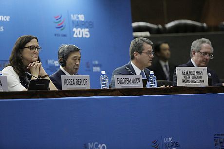 A photo of some delegates at a WTO conference