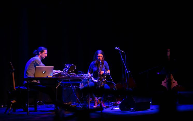 Mimi Haddon on Saxophone and Danny Bright on synthesizer