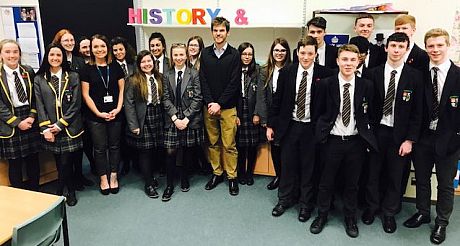 Photo of Fergus Neville and children from the High School of Dundee