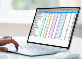 A spreadsheet displayed on a laptop screen