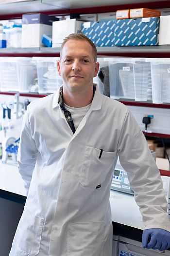 Image of Dr Rhys Morgan in the lab