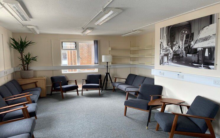 Doctoral researcher common room with chairs