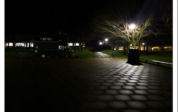 Photo of campus at night