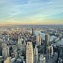 American city skyline at dusk