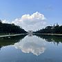 The reflecting pool with Lincoln memorial in the background