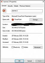 Screenshot depicting properties pop up from a Microsoft file