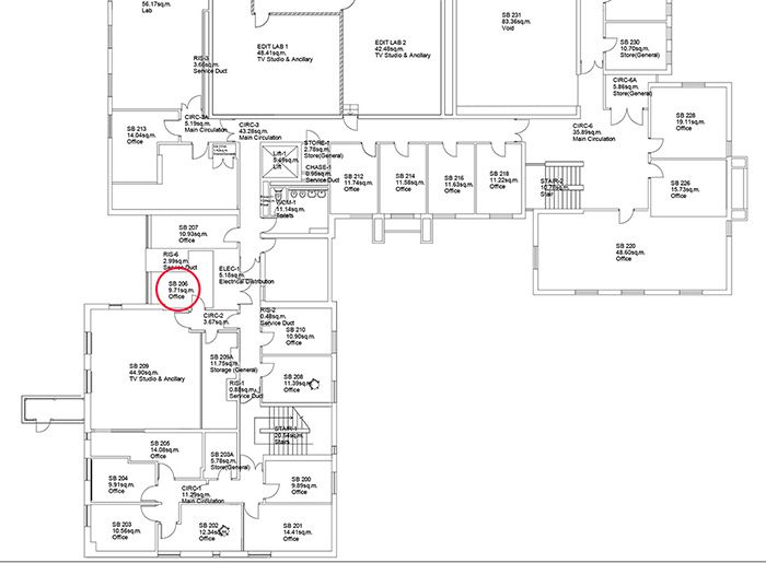 Directional map to the Digital Studio in Silverstone building