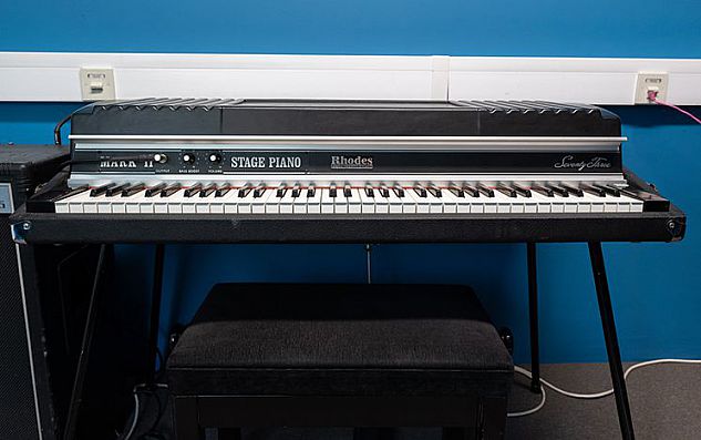 Keyboard against a blue background