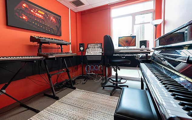 Studio with a range of different keyboards