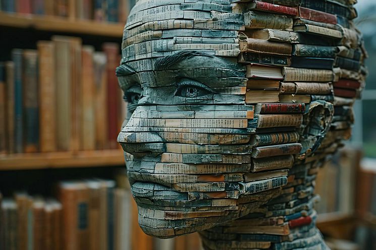A face made of books