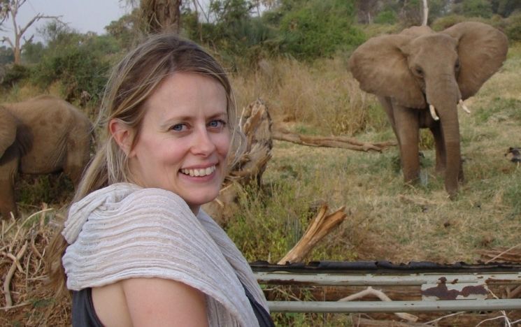 Dr Lucy Bates with elephants