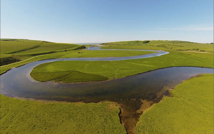Aerial view of Cuckmere river