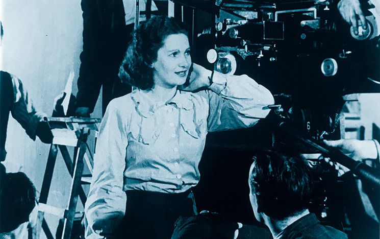 Film director Jill Craigie on set