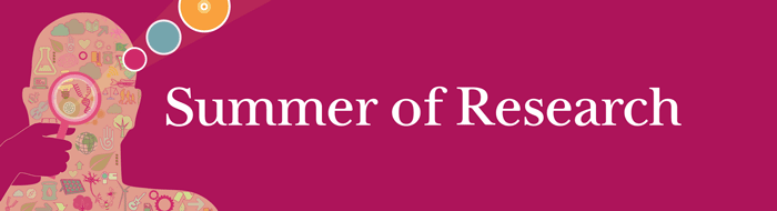 pink banner with Summer of Research logo and text overlay