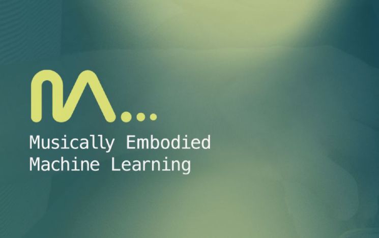 The logo of Musically Embodied Machine Learning on a green background