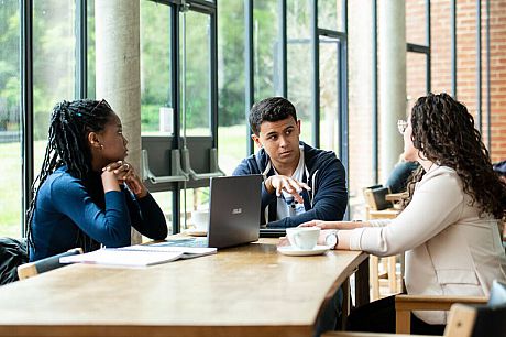 This image is of Sussex students working in a group. The image is meant to convey the feel and involvement of students working together in a group