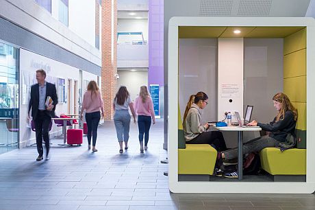 Sussex students working in a study pod