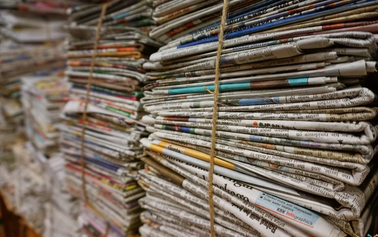 A stack of newspapers