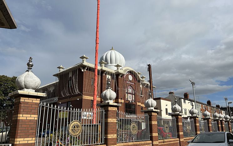 Birmingham street with Shri Guru Ravidass Bhawan